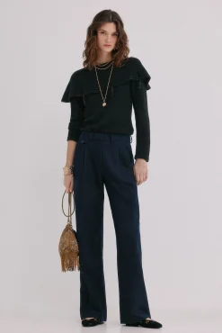 Hoss Intropia Calças-Peggy. Calças com pregas Azul