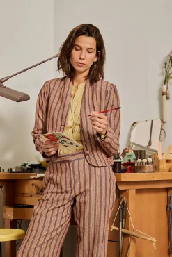 Hoss Intropia Calças-Phoebe. Calça riscas Roxo