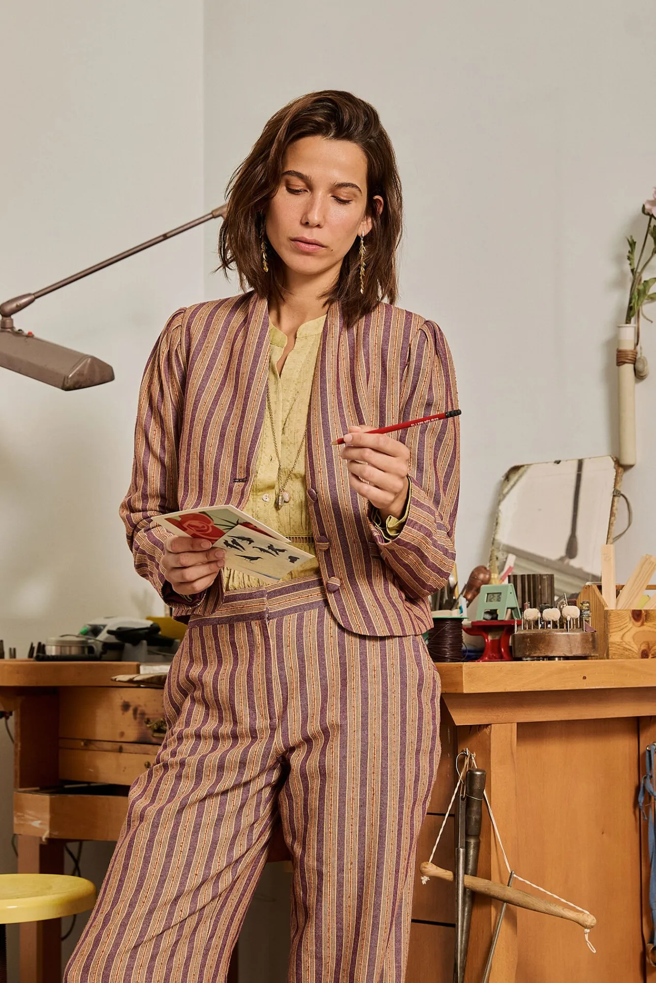 Hoss Intropia Calças-Phoebe. Calça riscas Roxo