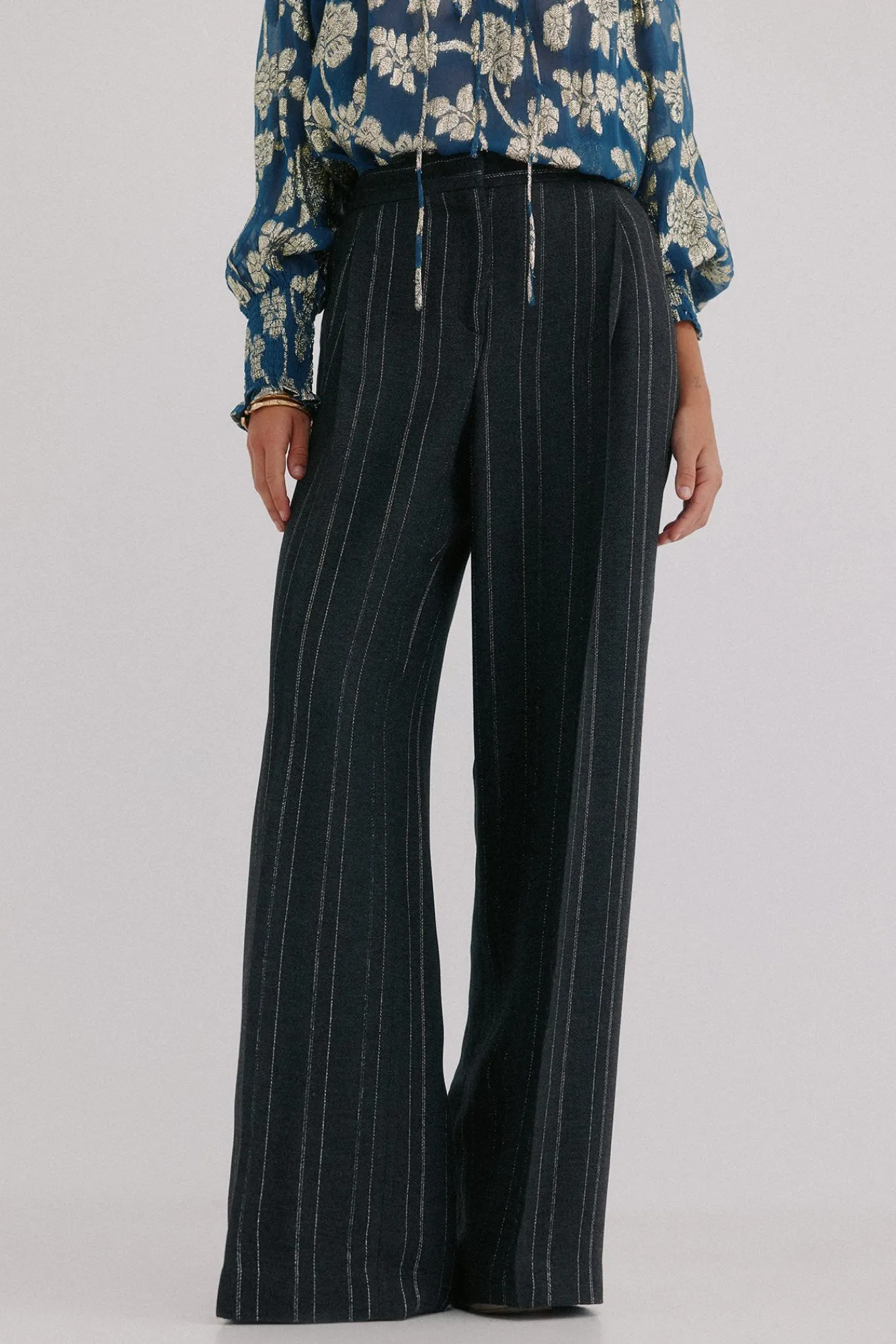 Hoss Intropia Calças-Pietra. Riscas calça Cinzento