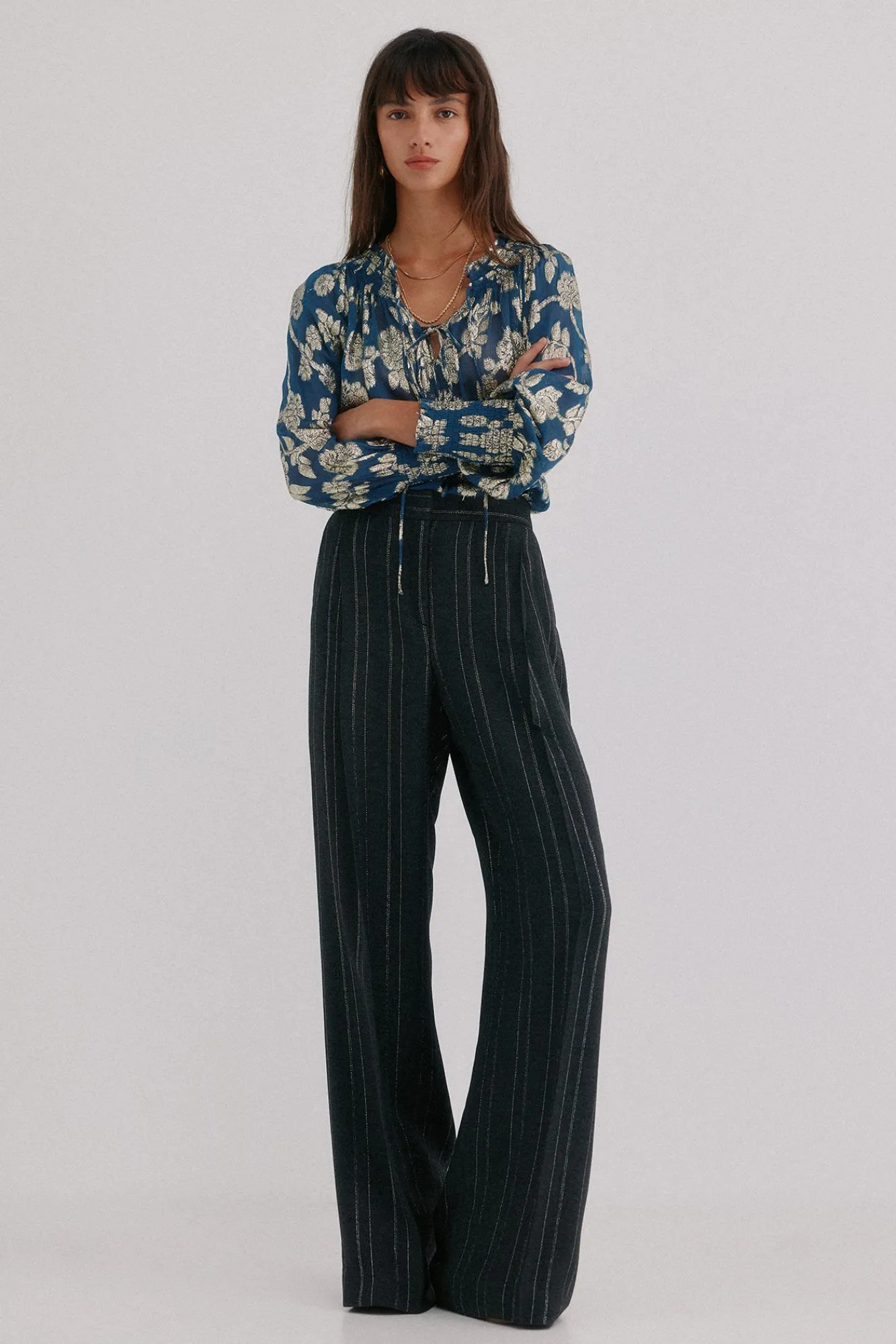 Hoss Intropia Calças-Pietra. Riscas calça Cinzento