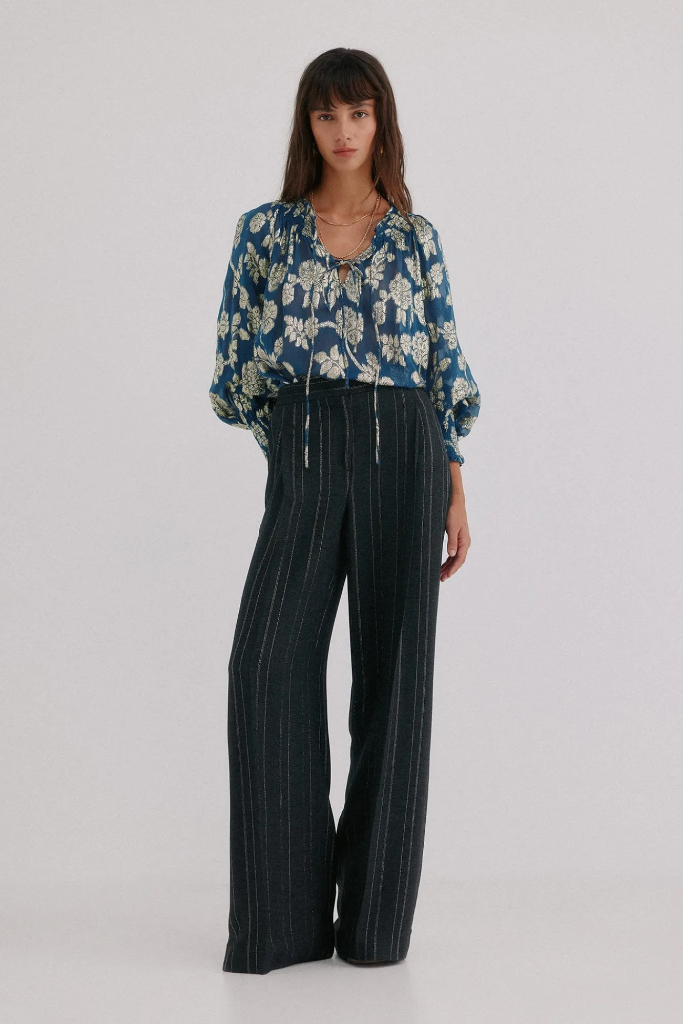 Hoss Intropia Calças-Pietra. Riscas calça Cinzento