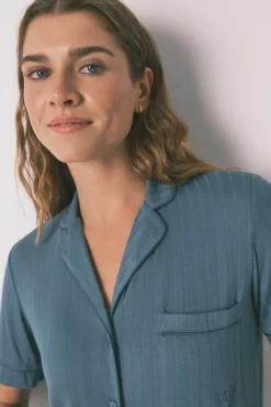 Women'secret Pijamas-Pijama camisa capri de viscose verde