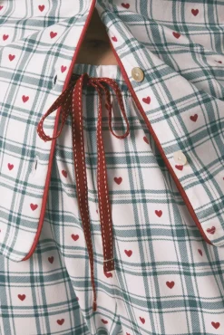 Women'secret Pijamas-Pijama camiseiro com xadrez verde estampado