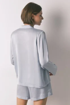 Women'secret Pijamas-Pijama camiseiro de cetim azul