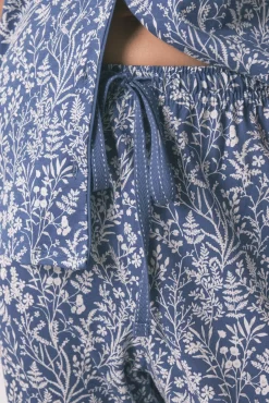 Women'secret Pijamas-Pijama camiseiro longo 100% algodão com estampa floral azul