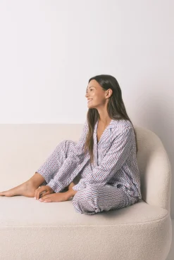 Women'secret Pijamas-Pijama camiseiro longo de cetim com estampa geométrica estampado