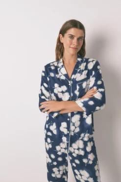 Women'secret Pijamas-Pijama camiseiro longo de viscose floral azul