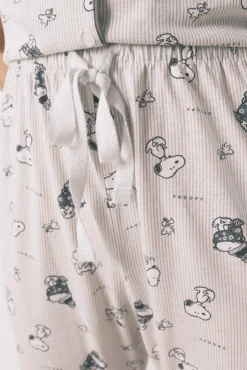 Women'secret Pijamas-Pijama camiseiro Snoopy 100% algodão cinzento