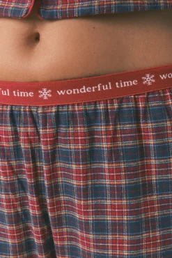 Women'secret Pijamas-Pijama camiseiro xadrez 100% algodão azul