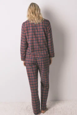 Women'secret Pijamas-Pijama camiseiro xadrez 100% algodão azul