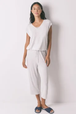 Women'secret Pijamas-Pijama Capri de viscose cinza com soft touch cinzento