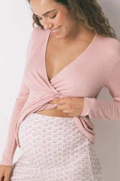 Women'secret Pijamas-Pijama capri "maternity" técnica canelada rosa