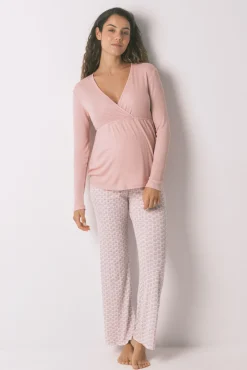 Women'secret Pijamas-Pijama capri "maternity" técnica canelada rosa