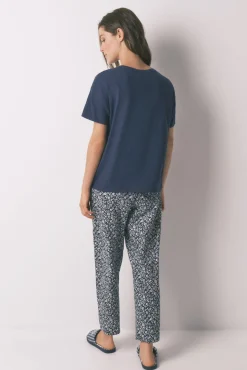 Women'secret Pijamas-Pijama Capri Smiley 100% algodão azul