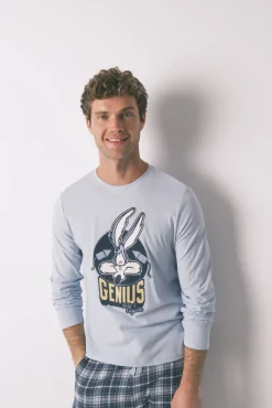 Women'secret Pijamas-Pijama comprido 100% algodão Coyote azul