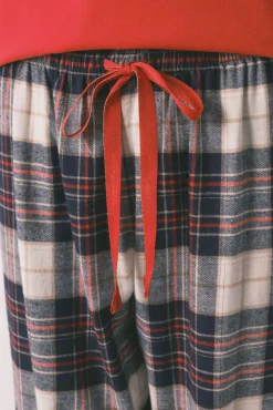 Women'secret Pijamas-Pijama comprido 100% algodão estampado xadrez 