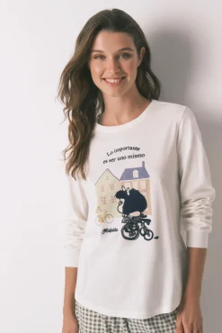 Women'secret Pijamas-Pijama comprido 100% algodão Mafalda branco