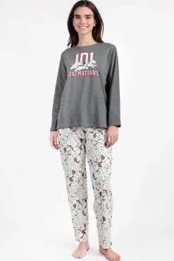 Admas Pijamas-Pijama comprido 101 Dálmatas para mulher cinzento