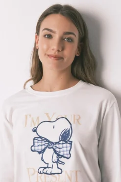 Women'secret Pijamas-Pijama comprido algodão Snoopy bege