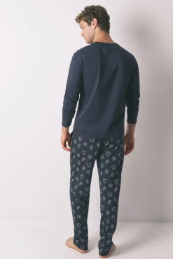 Women'secret Pijamas-Pijama comprido country 100% algodão azul