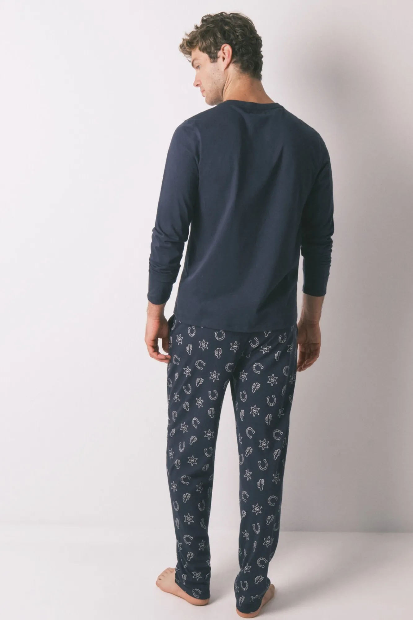 Women'secret Pijamas-Pijama comprido country 100% algodão azul