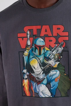 Admas Pijamas-Pijama comprido Boba Fett para homem cinzento