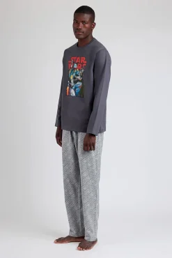 Admas Pijamas-Pijama comprido Boba Fett para homem cinzento