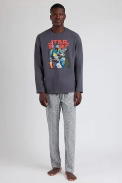 Admas Pijamas-Pijama comprido Boba Fett para homem cinzento