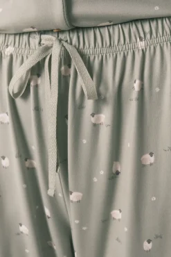 Women'secret Pijamas-Pijama comprido camiseiro com ovelhas verde