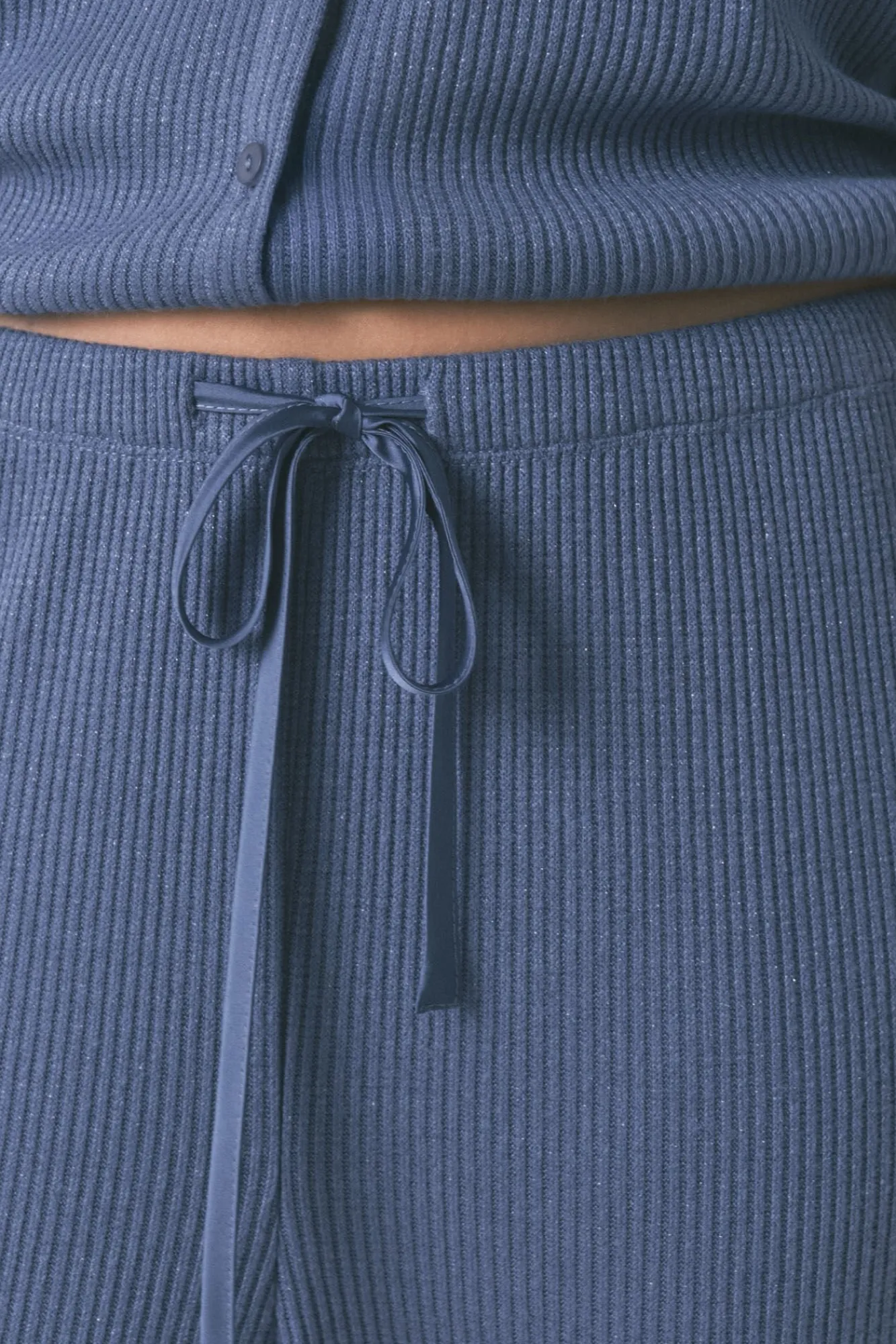 Women'secret Pijamas-Pijama comprido canalé com efeito brilho azul