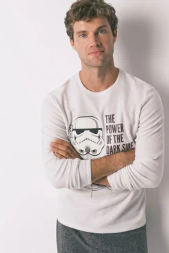 Women'secret Pijamas-Pijama comprido cinza masculino polar Star Wars cinzento