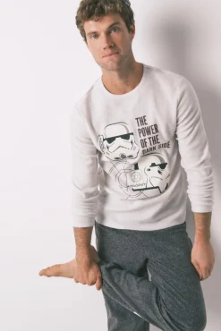 Women'secret Pijamas-Pijama comprido cinza masculino polar Star Wars cinzento