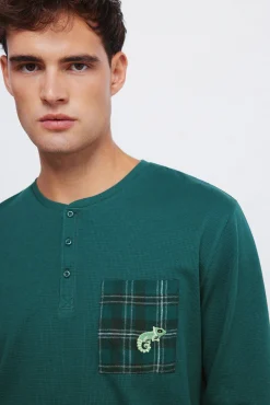 Springfield Pijamas-Pijama comprido com calça xadrez verde