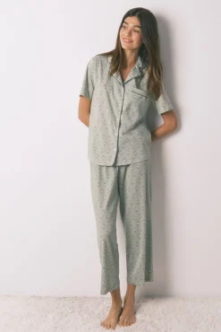 Women'secret Pijamas-Pijama comprido com estampado floral verde