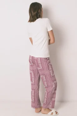 Women'secret Pijamas-Pijama comprido com estampado floral branco