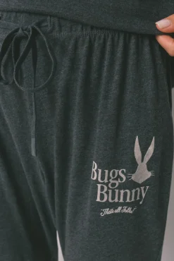 Women'secret Pijamas-Pijama comprido de algodão cinza Bugs Bunny cinzento