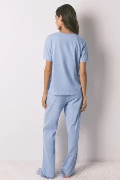 Women'secret Pijamas-Pijama comprido de manga curta SmileyWorld® azul