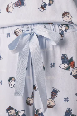 Women'secret Pijamas-Pijama comprido de manga curta super macio do Snoopy azul