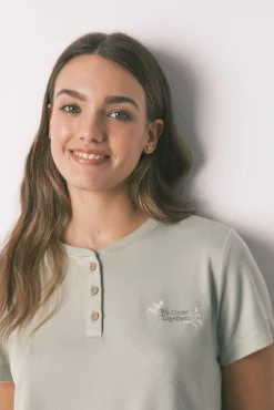 Women'secret Pijamas-Pijama comprido de mangas curtas patchwork super macio verde