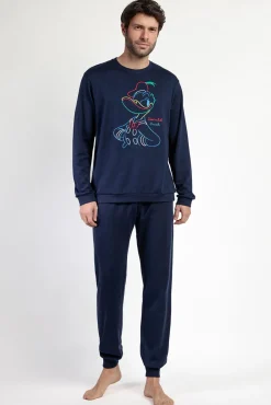 Admas Pijamas-Pijama comprido Donald 100% algodão para homem azul