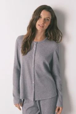 Women'secret Pijamas-Pijama comprido em cinza brilhante cinzento