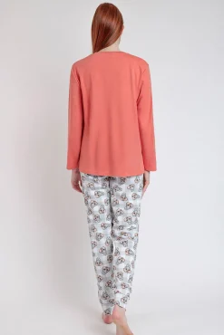 Admas Pijamas-Pijama comprido estampado Tambor bambi para mulher vermelho