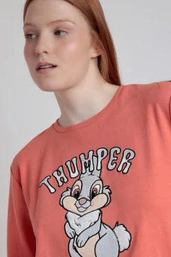 Admas Pijamas-Pijama comprido estampado Tambor bambi para mulher vermelho