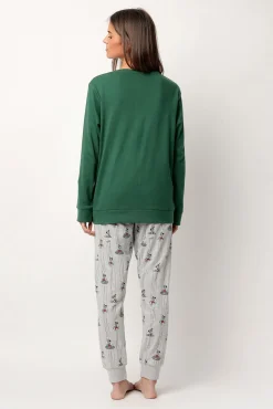 Admas Pijamas-Pijama comprido estampado Pinocho para mulher verde