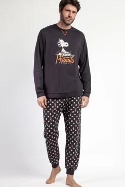 Admas Pijamas-Pijama comprido estampado Snoopy para homem cinzento