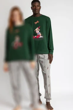 Admas Pijamas-Pijama comprido estampado Pinocho para homem verde