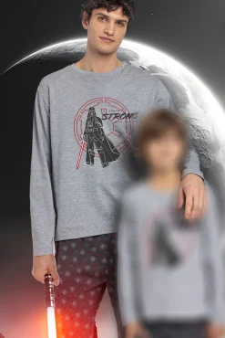 Admas Pijamas-Pijama comprido estampado Star Wars para homem cinzento