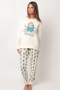 Admas Pijamas-Pijama comprido estampado Paddington para mulher bege