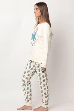 Admas Pijamas-Pijama comprido estampado Paddington para mulher bege